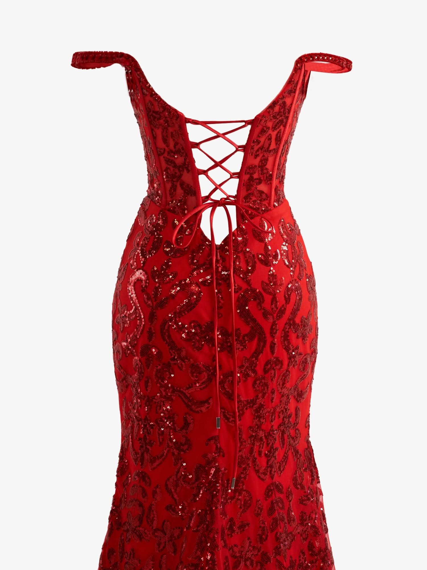Daring Red Sheath Sequins Long Prom Dress with Slit BM bride