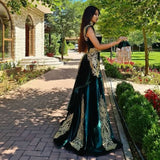 BMbride Evening dresses long green | Evening wear prom dress with lace BMbride