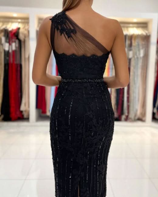 BMbride Evening Dresses Short Black Cocktail Dresses with Lace BMbride