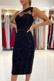 BMbride Evening Dresses Short Black Cocktail Dresses with Lace BMbride