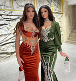 BMbride Exquisite Floor Length Sweetheart Mermaid Satin Prom Dress with Ruffles BMbride