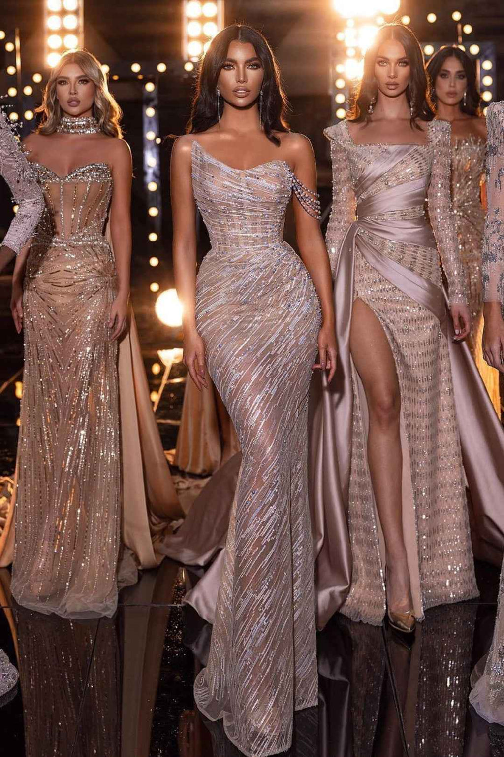 Heavy Prom Dress One Shoulder Sequins With Beadings Long Mermaid