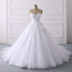 Spaghetti Strap V-Neck Tulle Wedding Dress with Lace Appliques BM bride