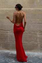 Spaghetti Strap Sleeveless Backless Long Prom Dress With Pleated