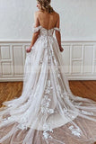 Elegant Strappy Sweetheart A-Line Wedding Dress with Appliques BM bride