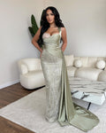Straps Sweetheart Sleeveless Long Mermaid Prom Dress With Sequins