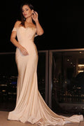 Off-the-Shoulder Long Mermaid Prom Dress BM bride