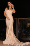 Off-the-Shoulder Long Mermaid Prom Dress BM bride