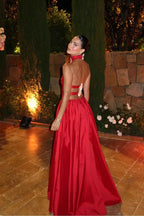 Stunning Halter Backless Sleeveless Long Prom Dress With Appliques