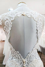 Sweetheart Open Back Long Mermaid Wedding Dress with Lace Appliques BM bride