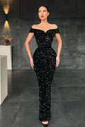 Black Off-the-Shoulder Mermaid Prom Dress BM bride