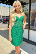 Mint Lace Sweetheart Tight Short Homecoming Dress Bmbride