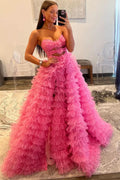 Romantic Pink Appliques Off-the-Shoulder A-Line Long Prom Dress with Delicate Details BM bride