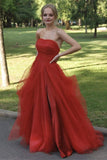 Strapless Tulle Long Prom Dress with Split BM bride