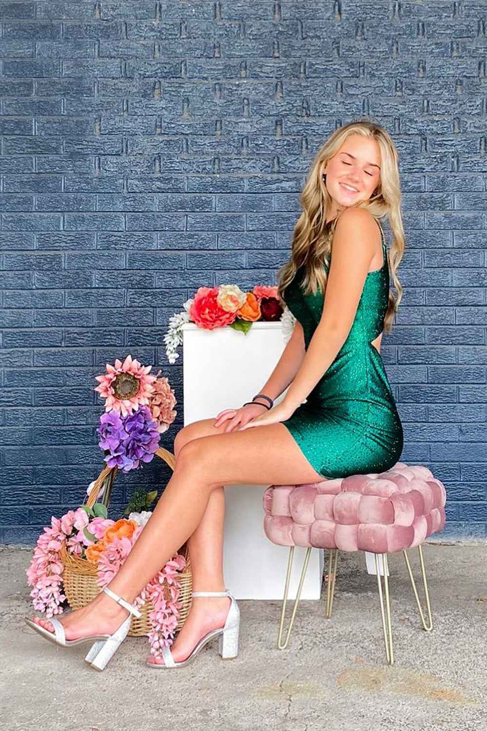 Sparkly White Open Back Sequins Tight Short Homecoming Dress
