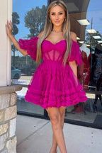 Royal Blue Corset A-Line Short Homecoming Dress Bmbride
