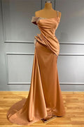 Long Off-the-Shoulder Ruffles Mermaid Evening Dress with Beads BM bride