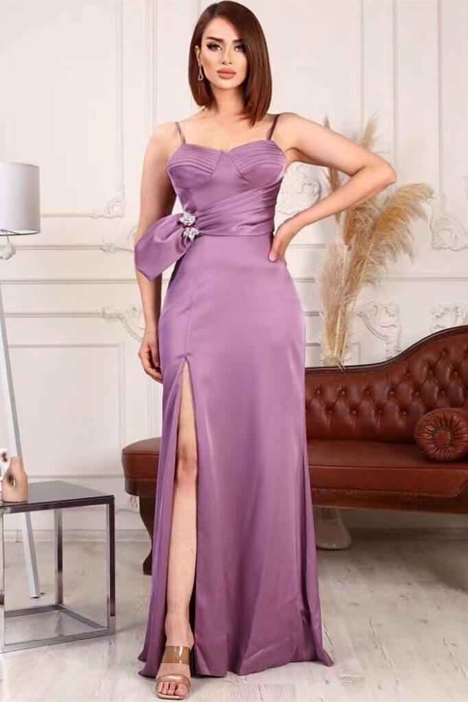 Mermaid Elegant Sleeveless Prom Dress Front Split With Spaghetti Straps