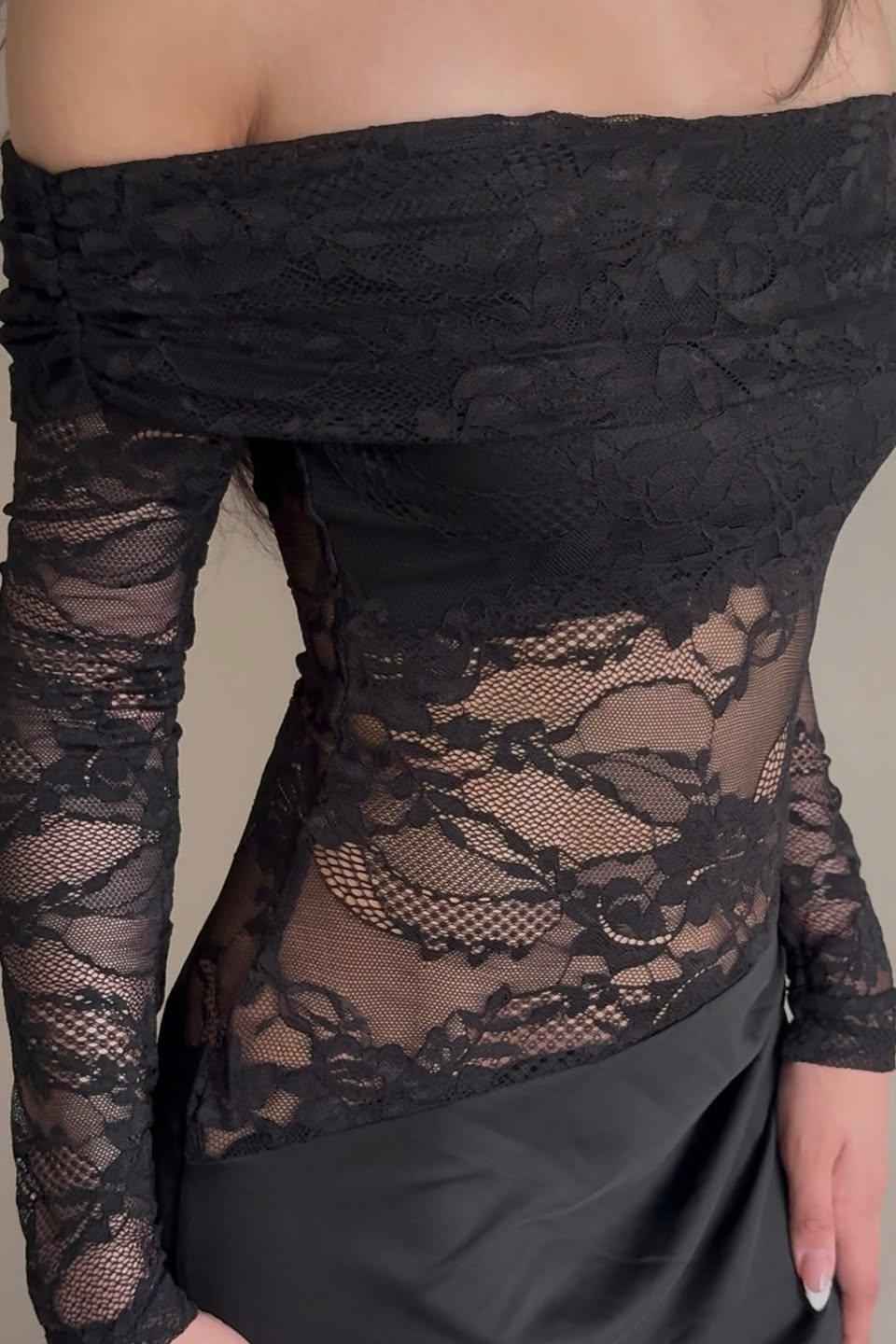 Off The Shoulder Long Sleeves Long Mermaid Prom Dress With Lace