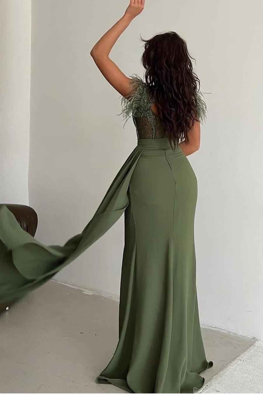 Straps Sweetheart Sleeveless Long Mermaid Prom Dress With Split