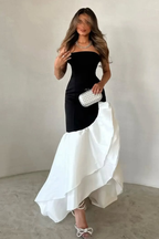 Sleeveless Strapless Long Mermaid Prom Dress With Ruffles Pleated