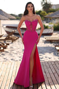 Strapless Sweetheart Sleeveless Mermaid Long Prom Dress With High Split