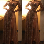Sequins Off-the-Shoulder Evening Dress with Slit BM bride