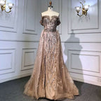 Stunning Sky Blue A-Line Split Evening Dress with Off Shoulder Design BM bride