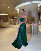 Rhinestone Sleeveless Spaghetti Strap With Split Green Prom Dress