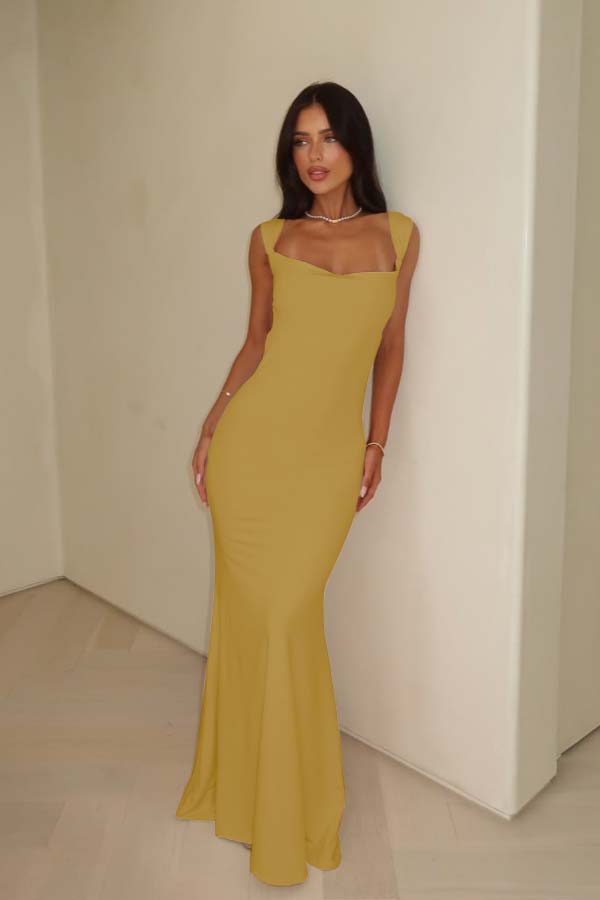 Stunning Straps Sleeveless Long Mermaid Prom Dress With Pleated BMBRIDE