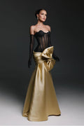 Strapless Sweetheart Sleeveless Long Mermaid Prom Dress With Gloves BMBRIDE