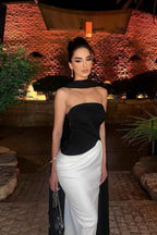 Sleeveless Strapless Mermaid Long Prom Dress With Pleated Ruffles