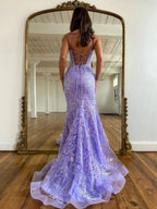 Beautiful Mermaid Scoop Lace Prom Dress BM bride
