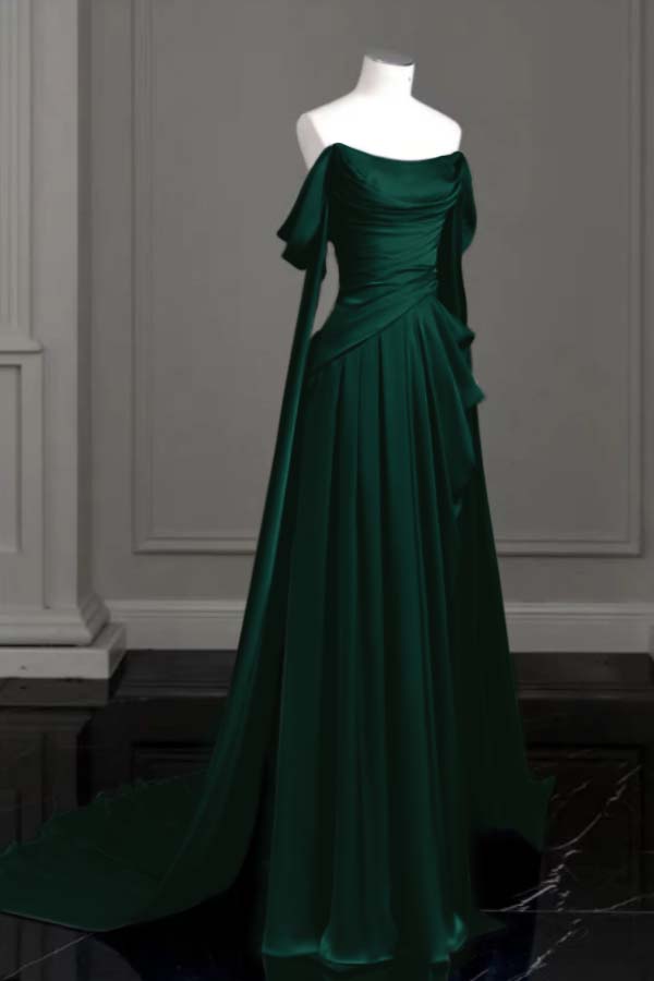 Off the Shoulder Strapless Sleeveless Long Prom Dress With Pleated BMBRIDE