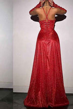 Sleeveless Spaghetti Strap Long Split Prom Dress With Sequins
