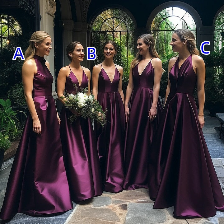 Chic Spaghetti-Strap Long A-Line Prom Dress, Suitable for Bridesmaids BM bride