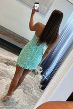 Mint Lace Sweetheart Tight Short Homecoming Dress Bmbride