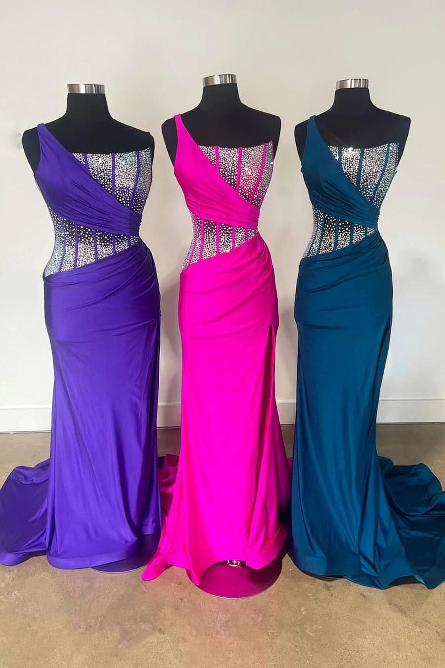 Sparkly Blue Sheath Sequins Long Prom Dress with an Elegant Slit for a Chic Look BM bride