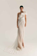 Chic One Shoulder Sleeveless Long Split Prom Dress With Pleated