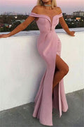 BMbride Fashion Pink Off-The-Shoulder Mermaid Floor-Length Prom Dresses BMbride