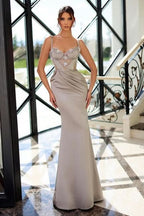BMbride Fashion Spaghetti Straps Long Mermaid Prom Dresses With Beads BMbride