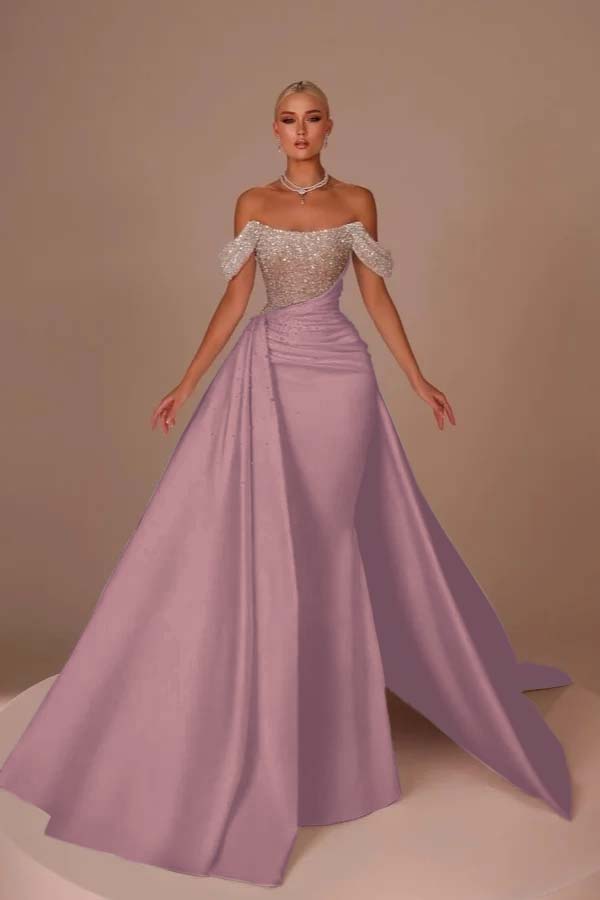 Off the Shoulder Strapless Mermaid Long Prom Dress With Sequins BMBRIDE