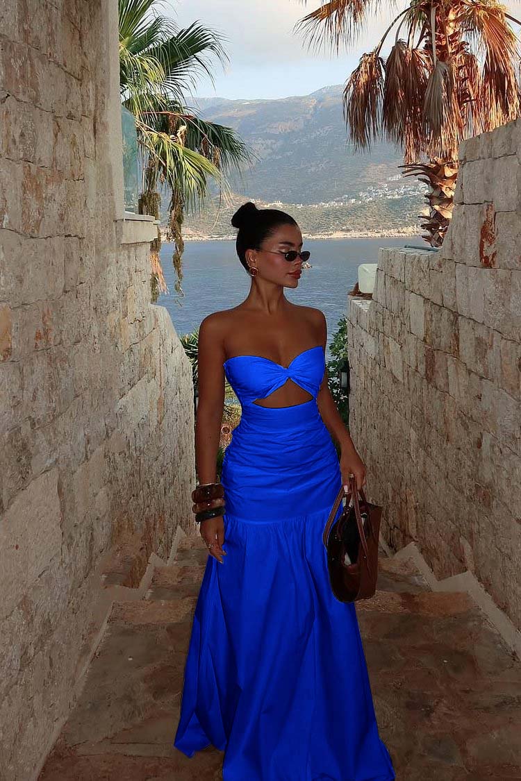 Strapless Sweetheart Sleeveless Long Prom Dress With Pleated BMBRIDE