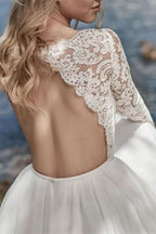 Long Sleeve Lace Chiffon Wedding Dress BM bride