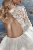 Long Sleeve Lace Chiffon Wedding Dress BM bride