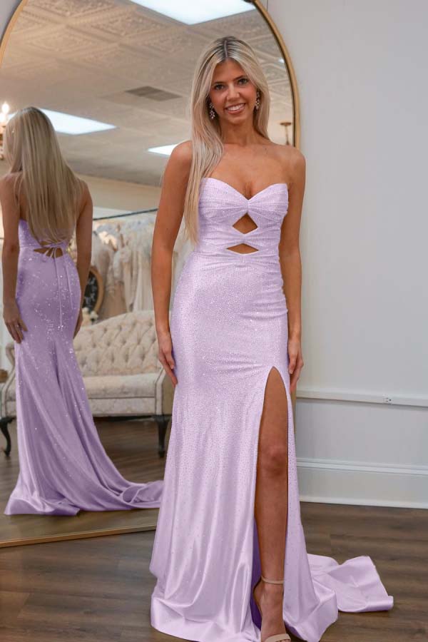 Strapless Sweetheart Sleeveless Mermaid Prom Dress With High Split
