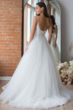 Spaghetti Strap Long Tulle Wedding Dress BM bride