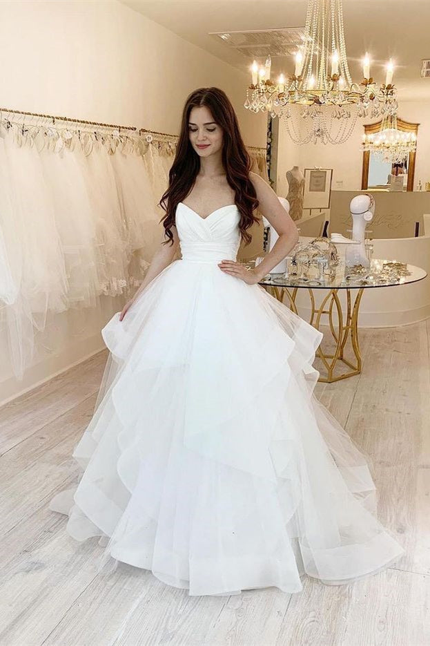 Sweetheart Wedding Dress with Tulle Ruffles BM bride