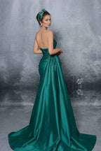 Royal Blue Sweetheart Strapless Sleeveless A Line Prom Dress With High Split