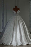 Off-the-Shoulder Sleeveless White Wedding Dress with Appliques and Beading BM bride